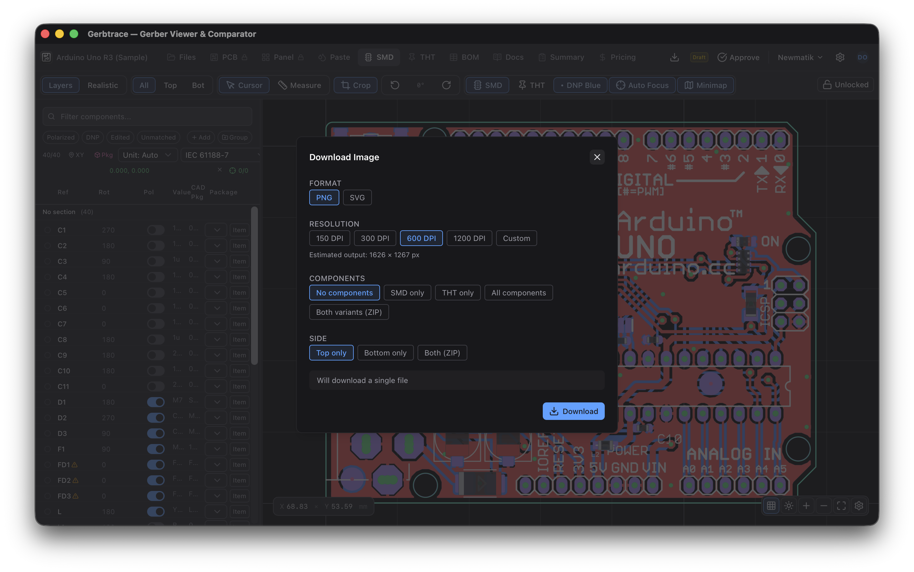Export Image modal