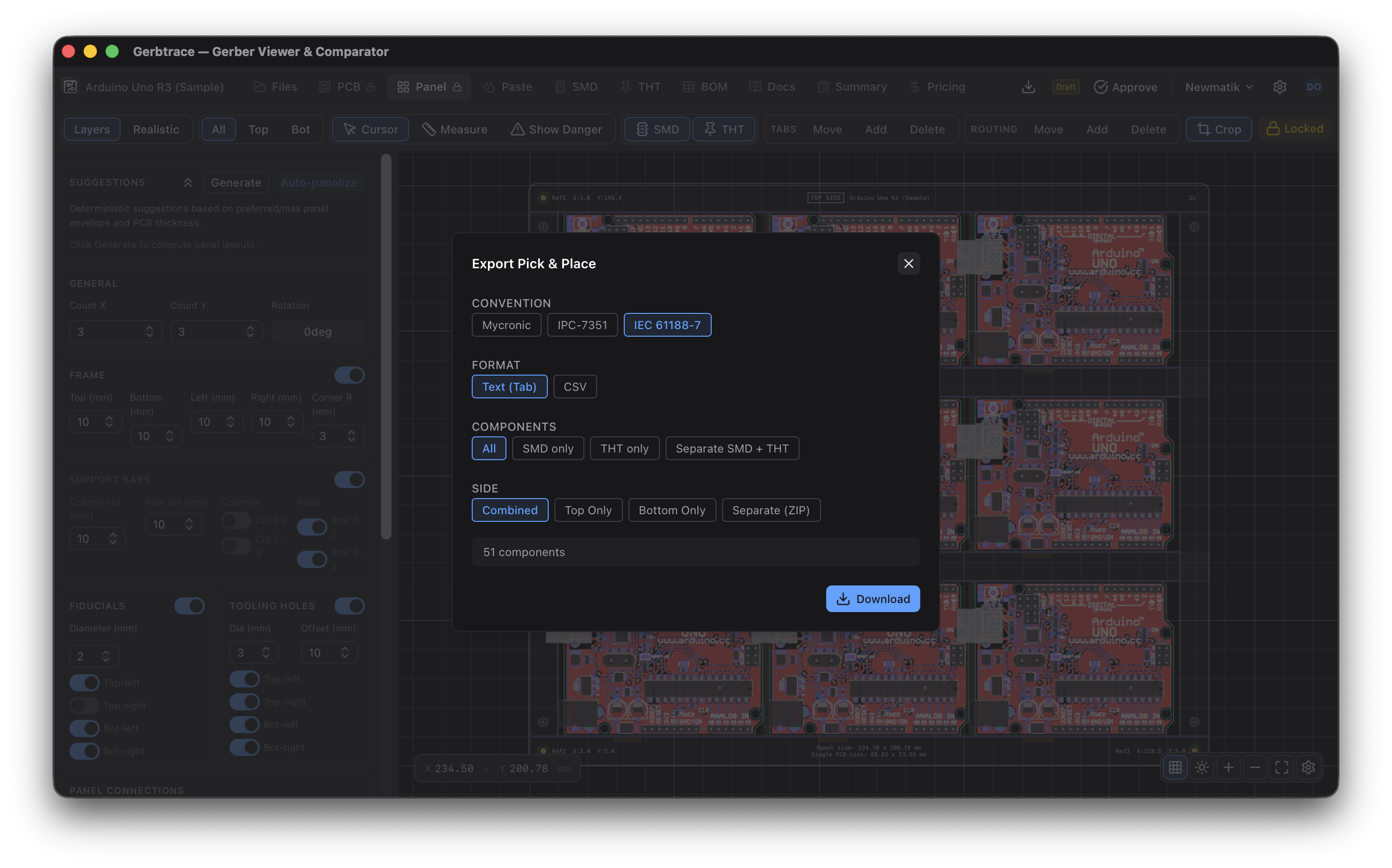 Export PnP modal