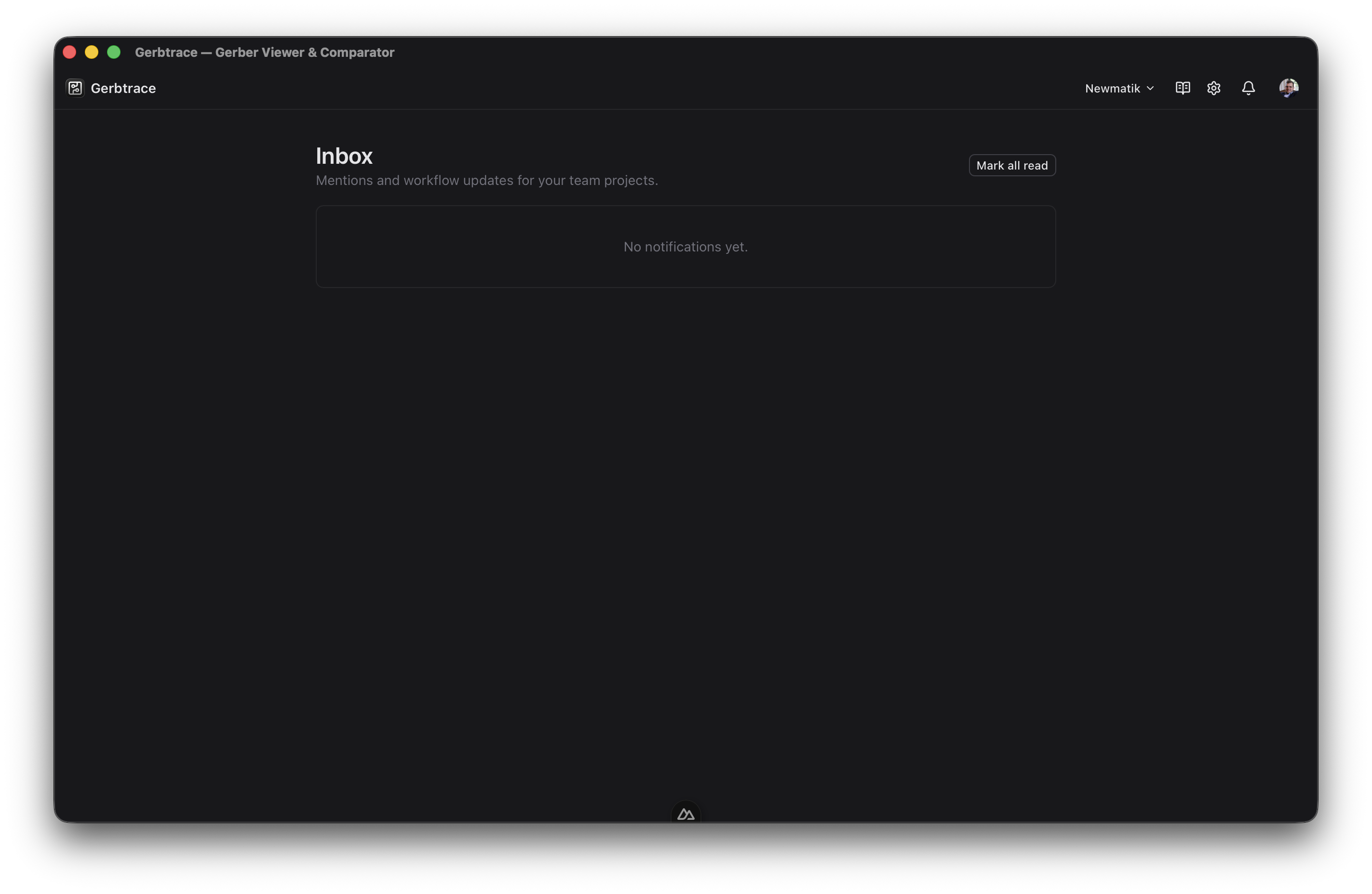 Inbox page showing notifications