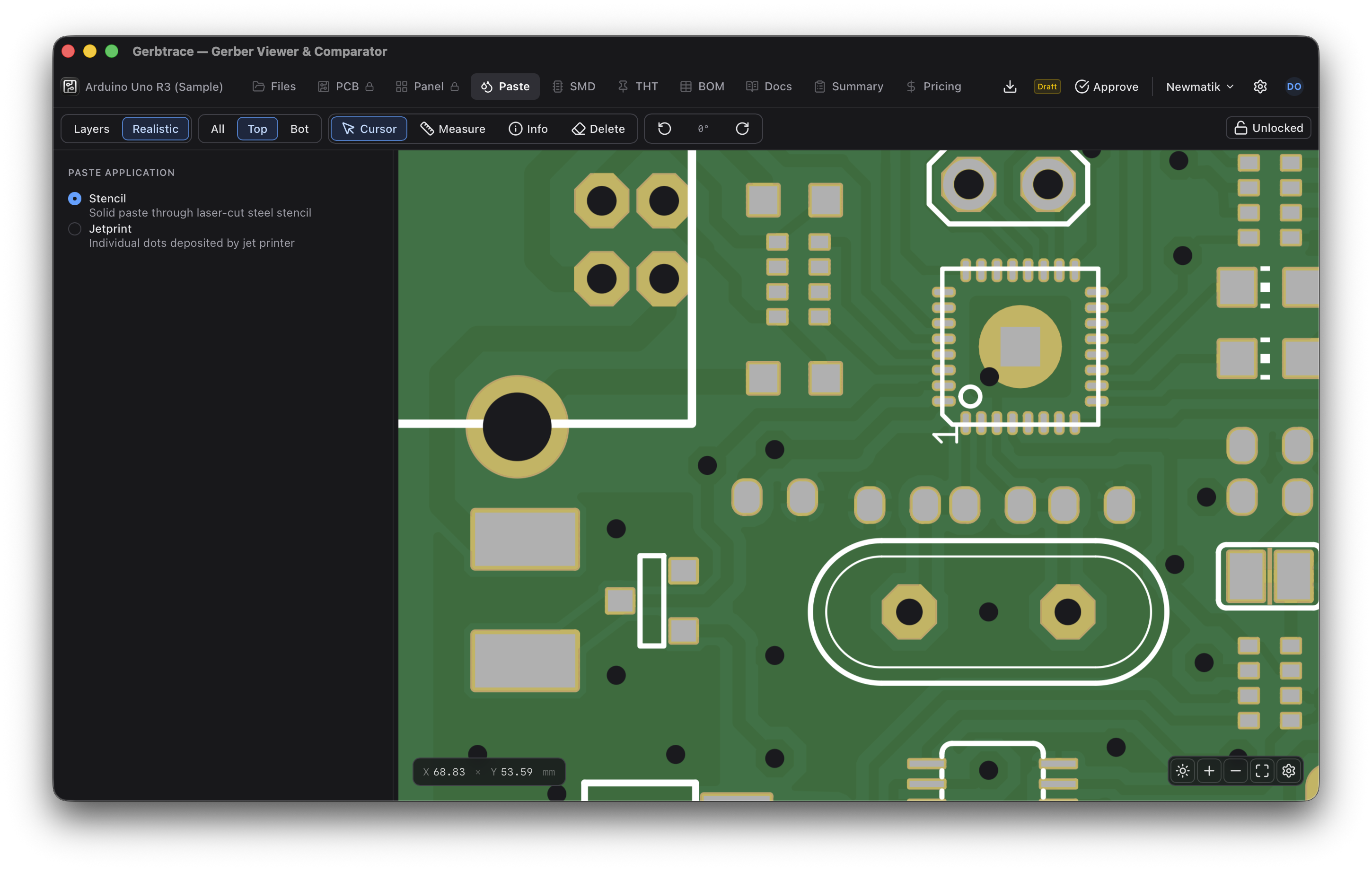 Paste tab in stencil mode