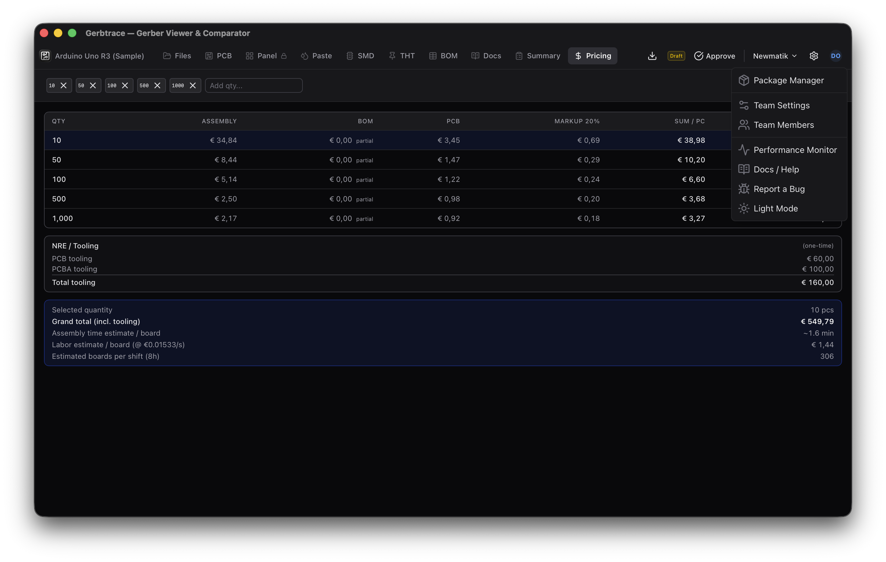 Settings menu showing Light Mode option